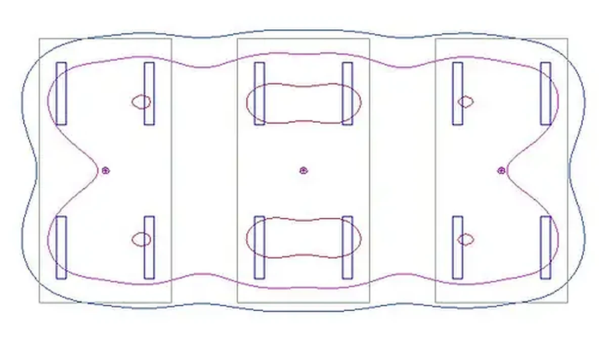 Optimized layout / PPFD contour — balanced 2 × 2 arrangement.